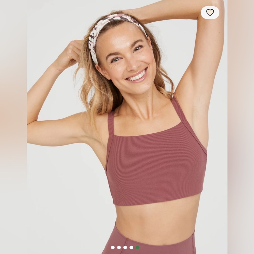 OFFLINE By Aerie Ribbed Square Neck Sports Bra in Earthen